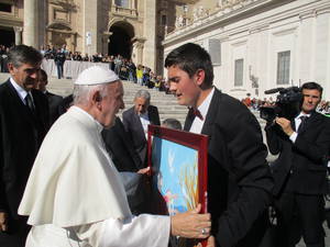 A zalai Vollein Ferenc festőt fogadta a pápa